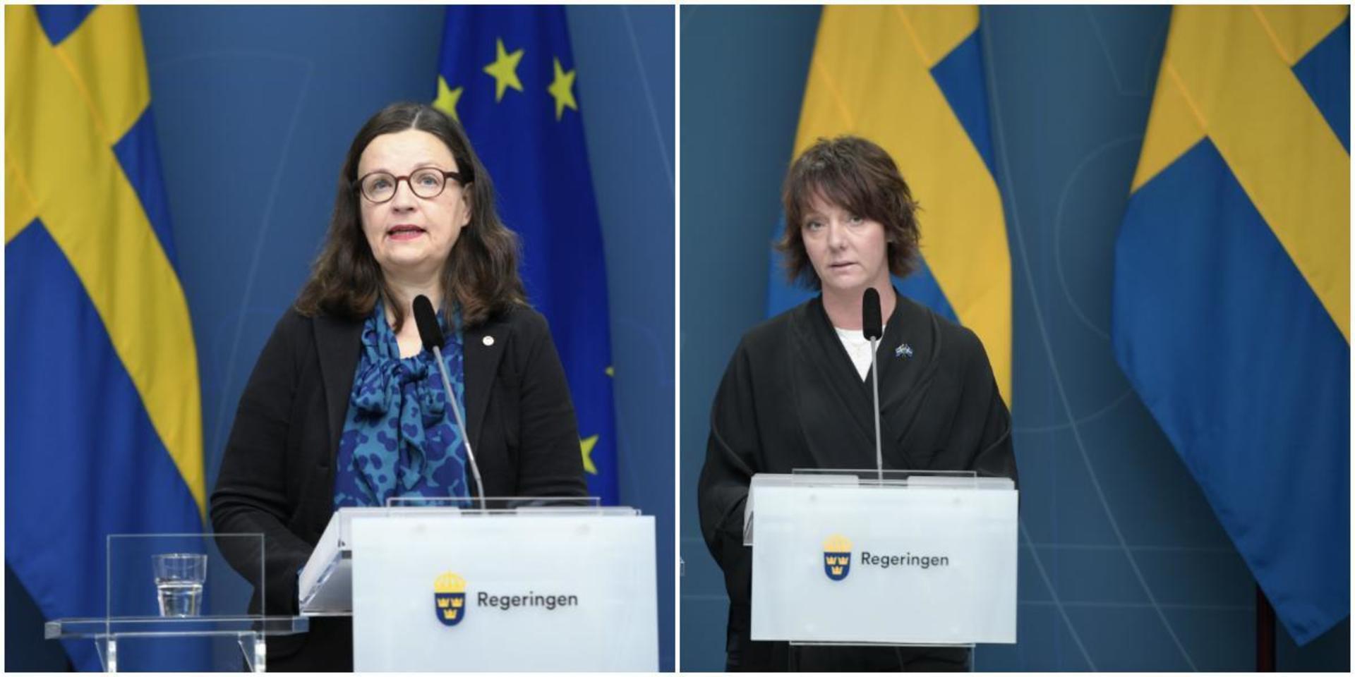 Utbildningsminister Anna Ekström och minister för högre utbildning och forskning Matilda Ernkrans