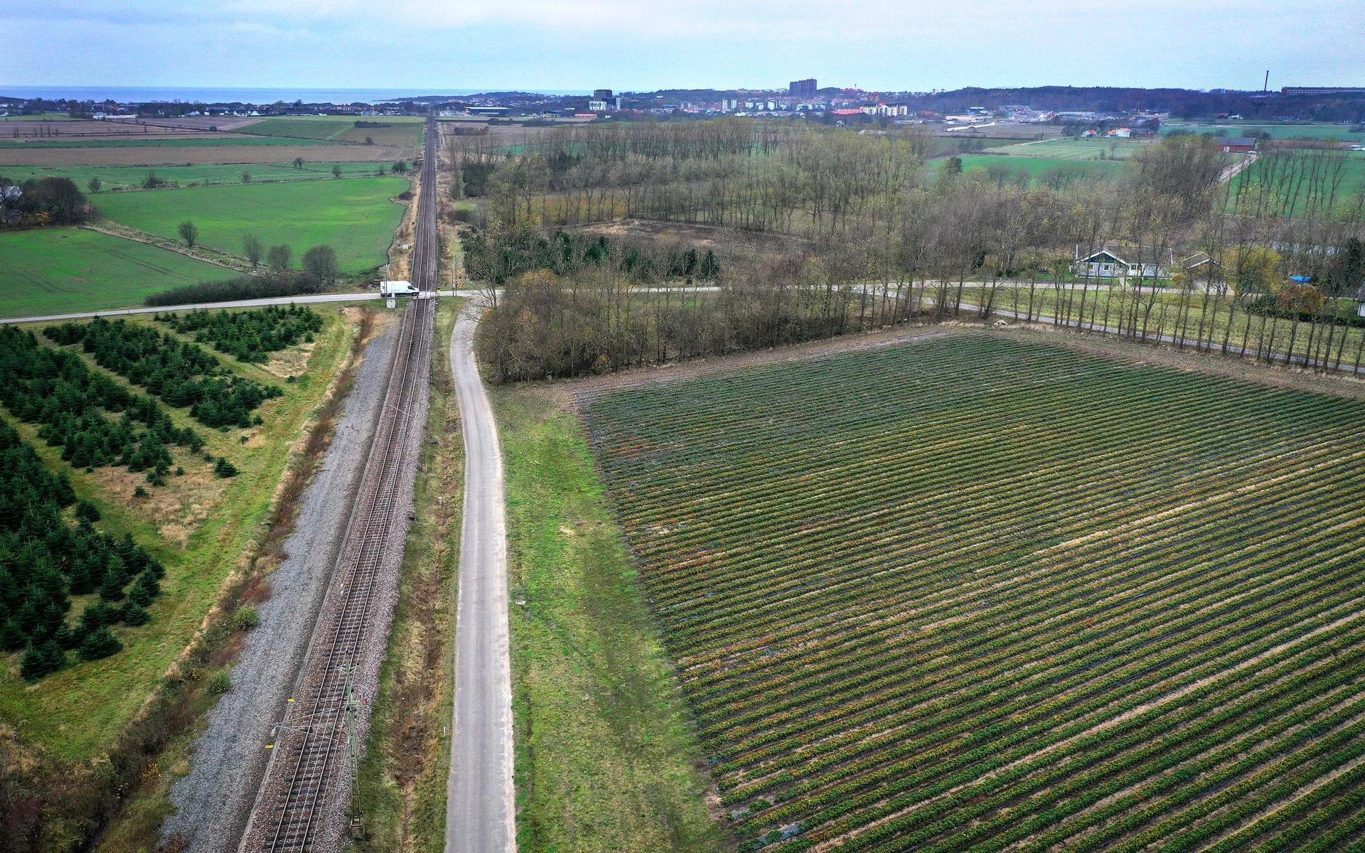 Järnvägsspåren skall gå över marken vid Vareborg. 