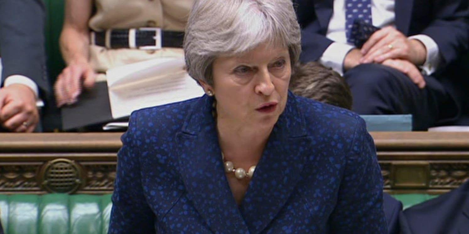Storbritanniens premiärminister Theresa May i parlamentet.