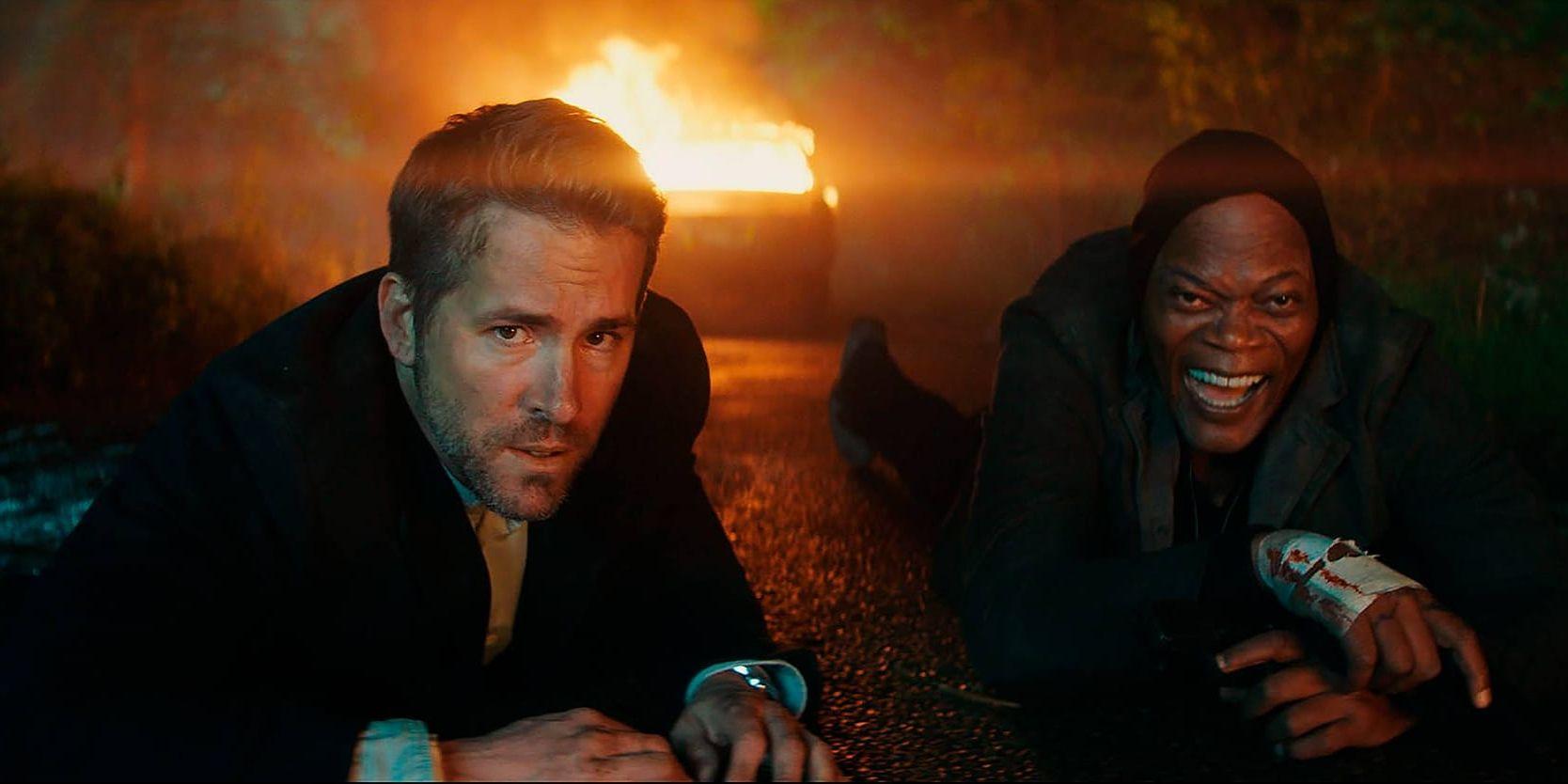 Livvakten Michael Bryce (Ryan Reynolds) och yrkesmördaren Darius Kincaid (Samuel L Jackson) åker på en roadtrip till Amsterdam kantad av döda kroppar och halvbakade skämt. Pressbild
