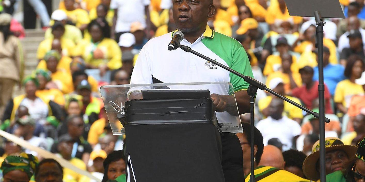 Sydafrikas president och ANC:s ordförande Cyril Ramaphosa lanserar partiets valmanifest i Durban i januari i år. Arkivbild.