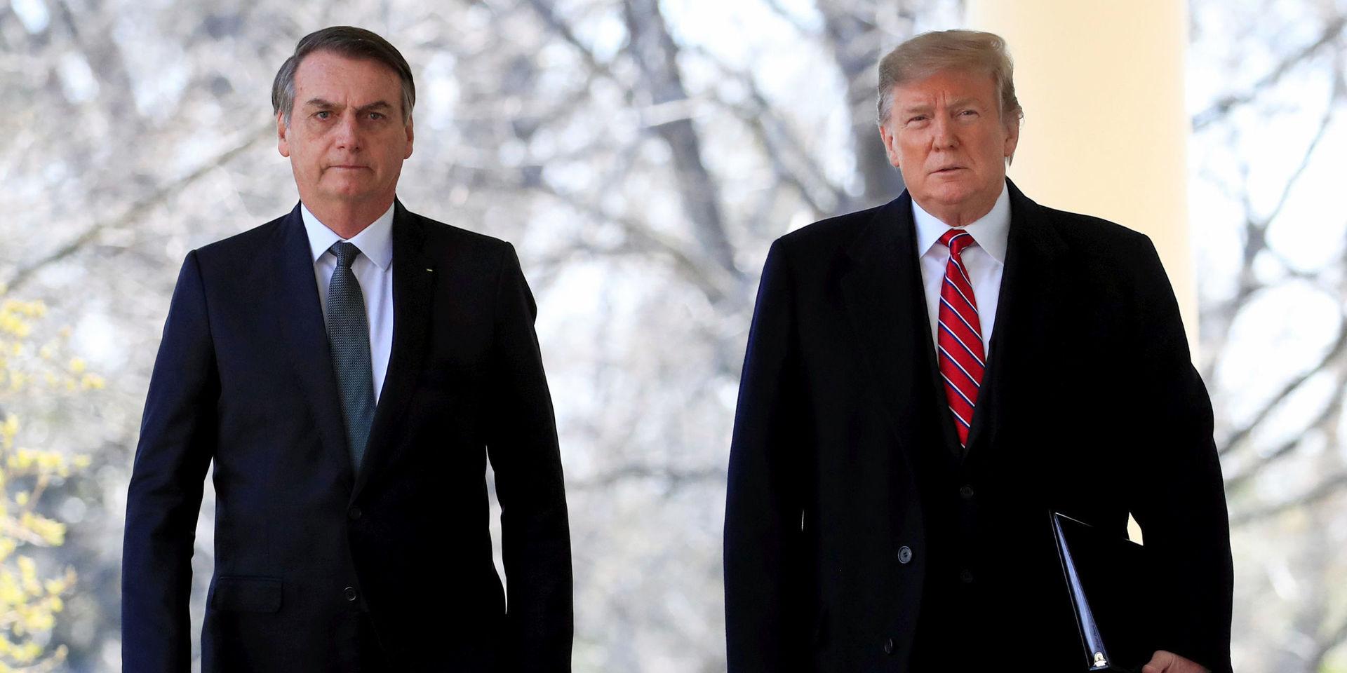 Klimatförnekande och nationalistiska presidenter. Brasiliens president Jair Bolsonaro och USA:s president Donald Trump vid ett möte i mars tidigare i år.