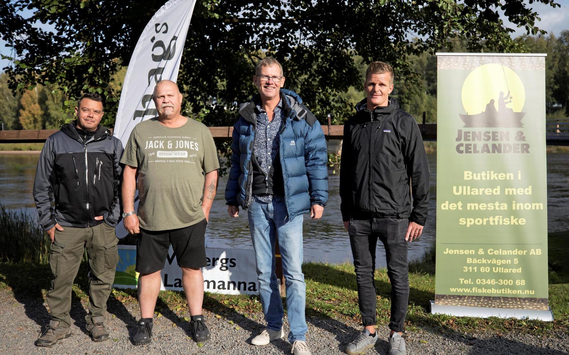 Prisade laxfiskare. Från vänster Thomas Andersson (öringpriset), Peter Johansson (Årets Lax guld), Lars Järvesjö (silver) och Tobias Larsson (brons).