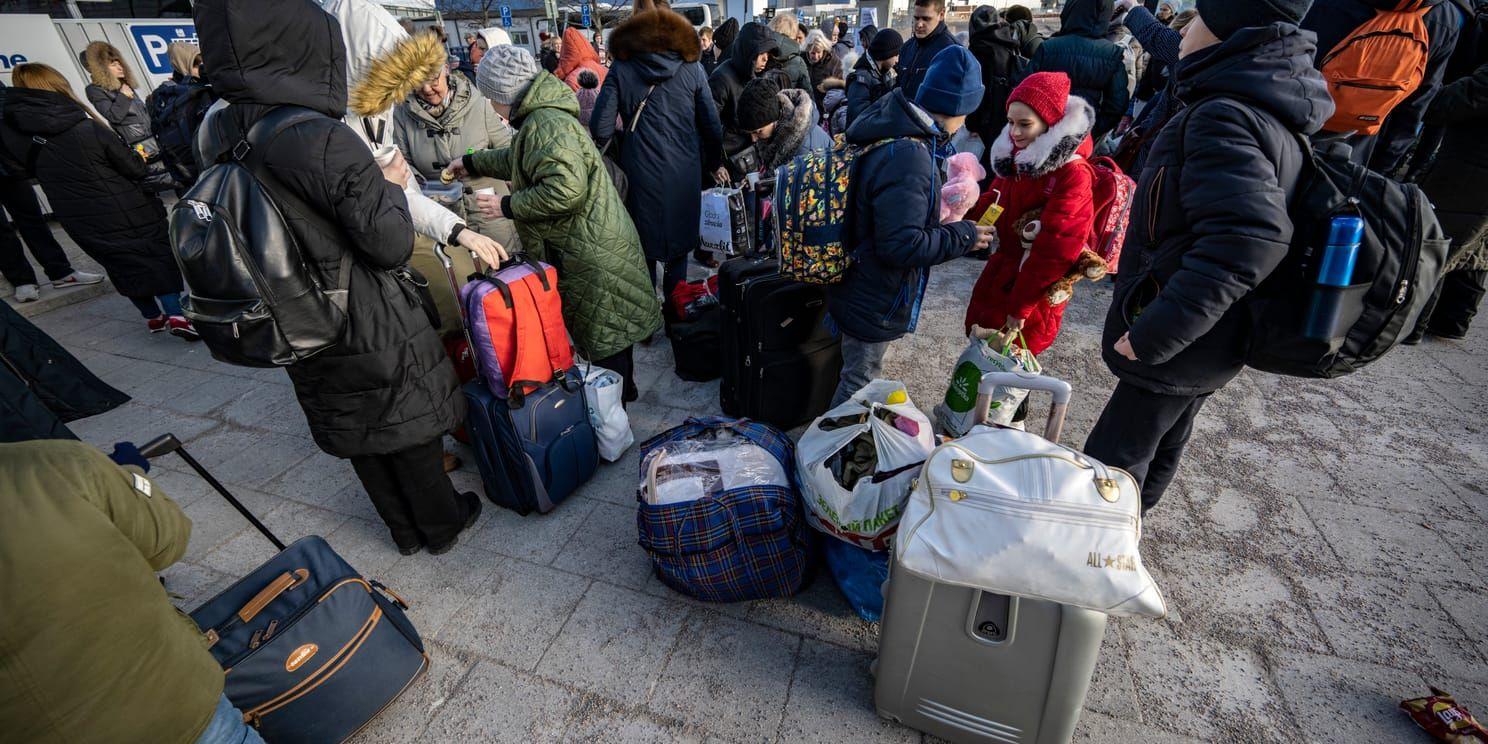 Vårt plundrande skapar konflikter, krig, fattigdom och flyktingströmmar, skriver insändarskribenten. (Bilden visar flyktingar från kriget i Ukraina som anlänt till Sverige)
