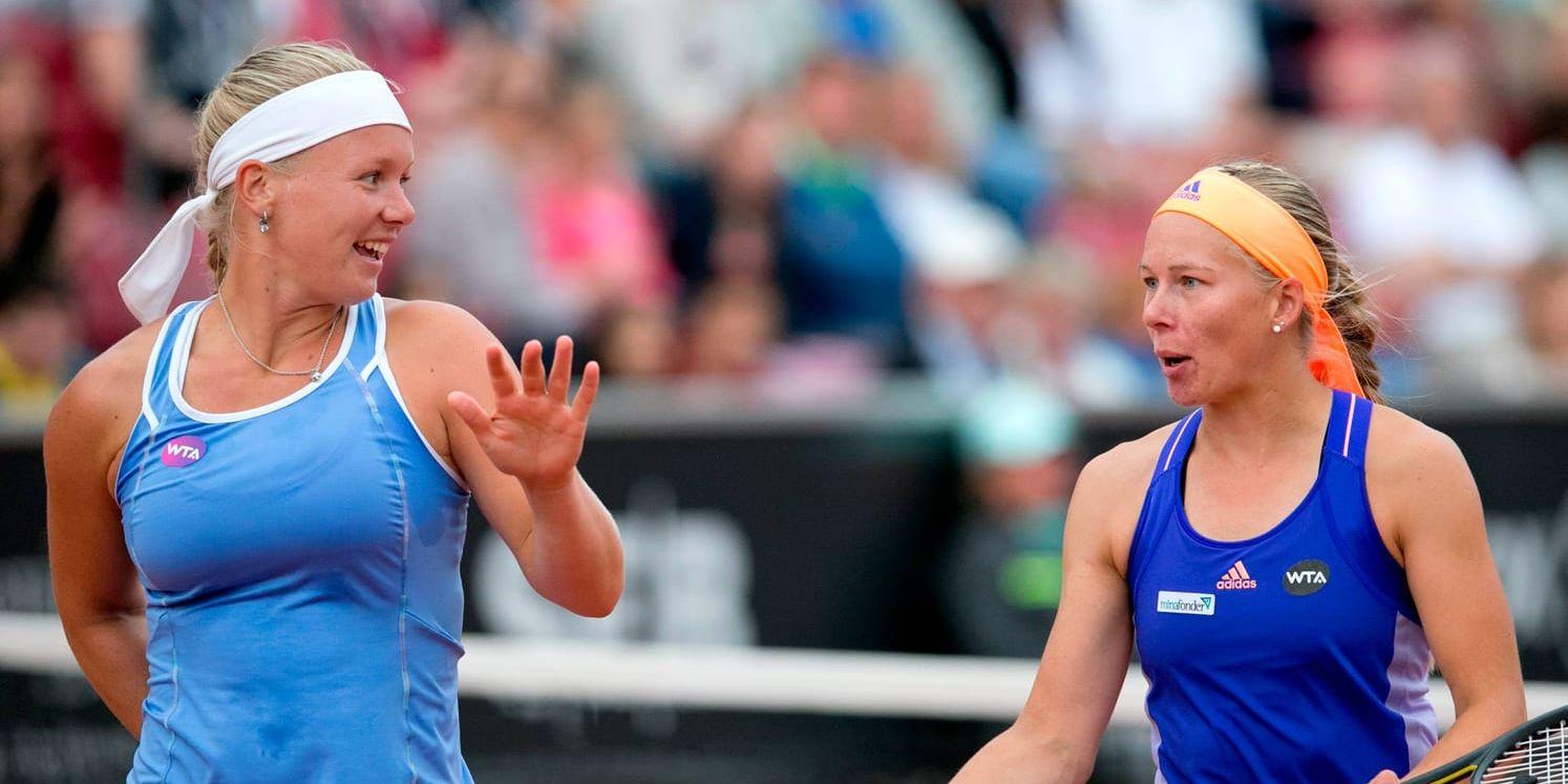 Dubbelparet Johanna Larsson och Kiki Bertens har chans att ta sin andra WTA-titel i år. Arkivbild.