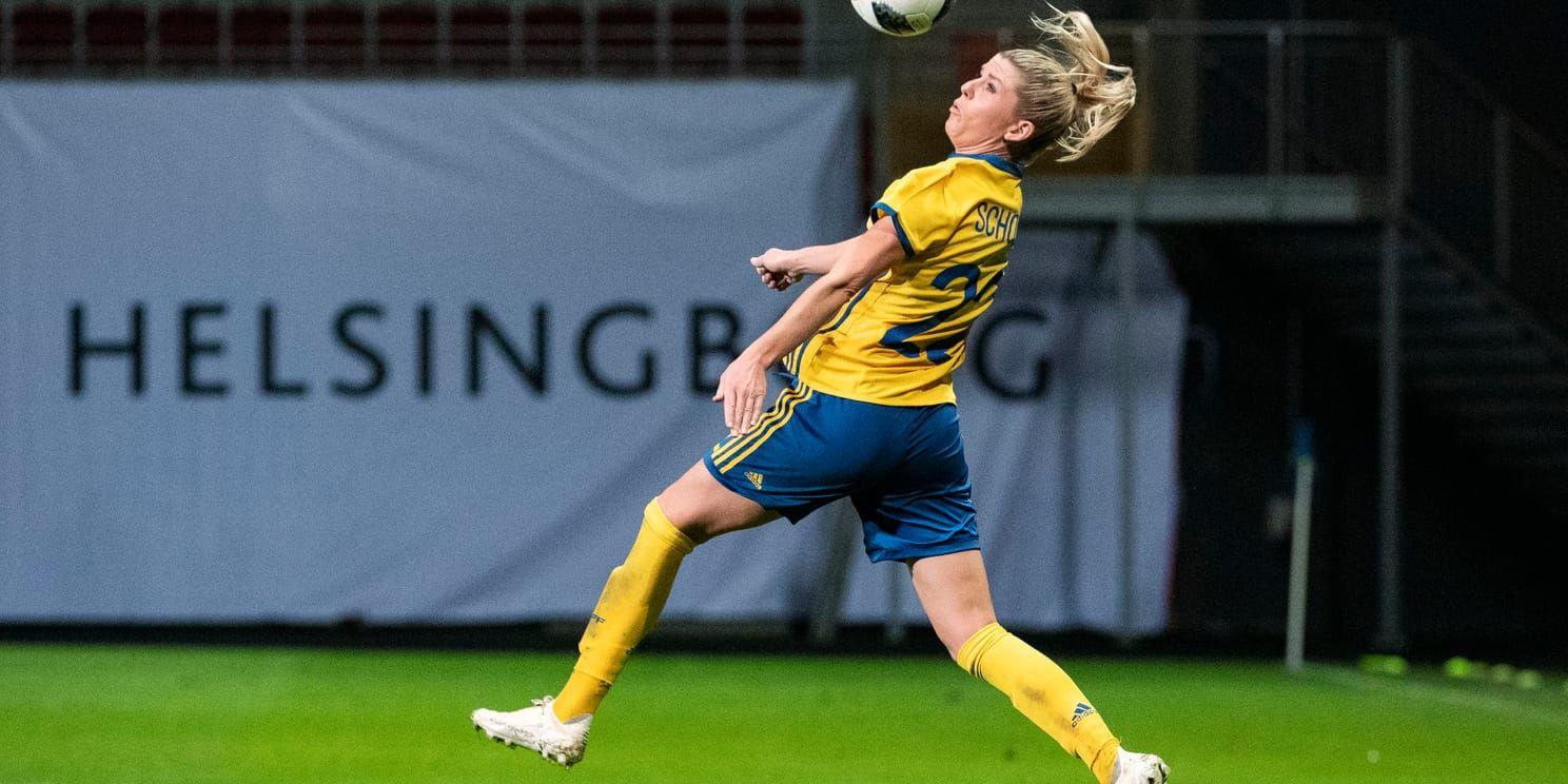 Sveriges Olivia Schough under torsdagens landskamp mellan Sverige och Norge på Olympia i Helsingborg.